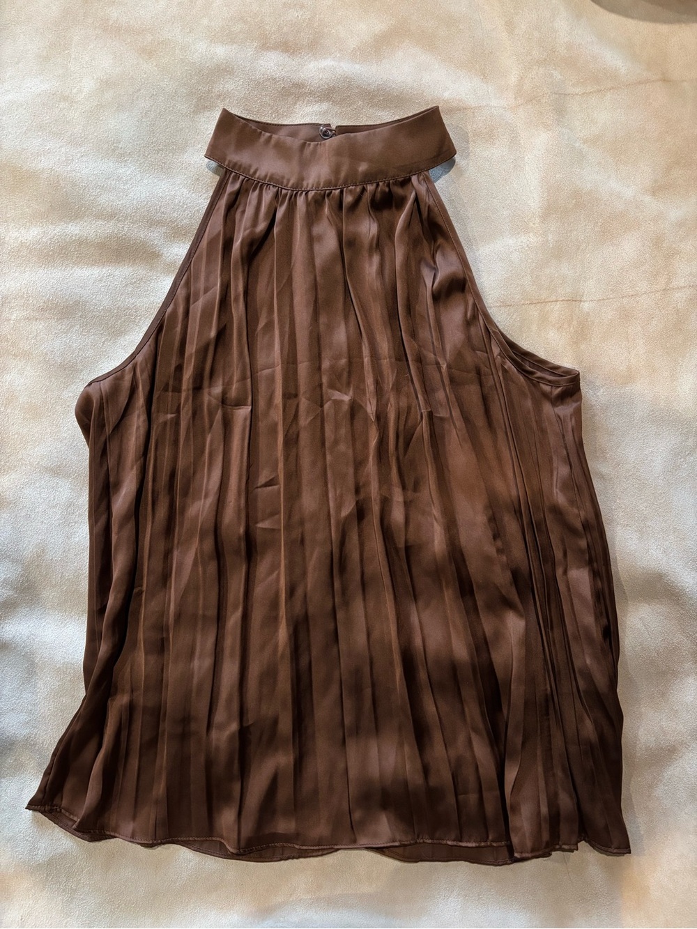 Sheeryl Jules Brown Satin  Pleaded Halter Top- Size M